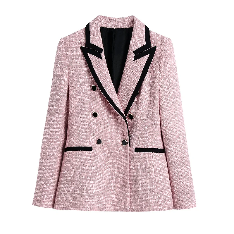 Price Cut Znbbw Winter Style Collision Trimming Texture Double-Breasted Suit Coat 2008457