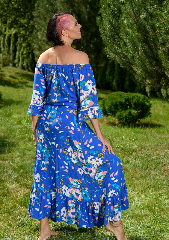 Amazing Deals Dreamer Flowers Blue Dress