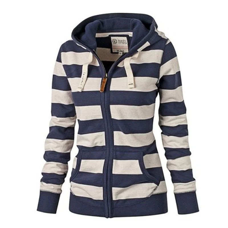 One-DAY Sale Hooded large size long sleeve striped sweater