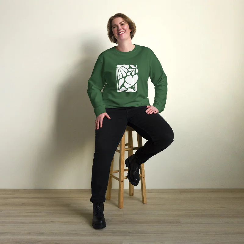 Super Savings Abstract Leaf Graphic Women Organic Sweatshirt