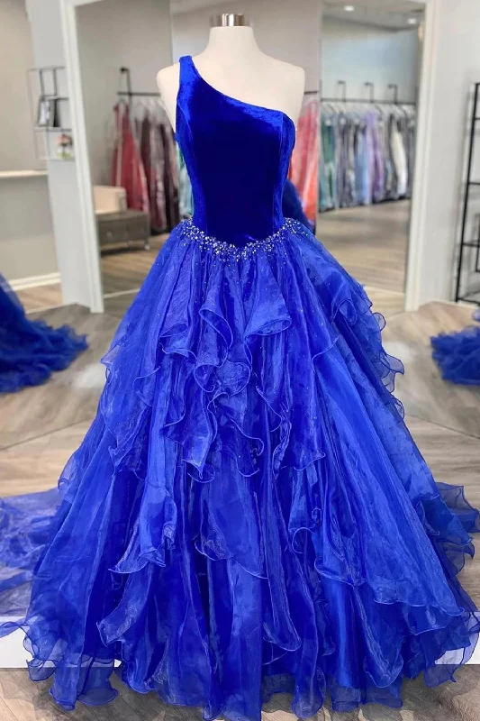 Limited Edition Royal Blue Prom Dress A Line One Shoulder Long Party Evening Dress with Beading Limited Edition Royal Blue Prom Dress A Line One Shoulder Long Party Evening Dress with Beading