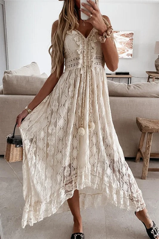 Special Price Lacy Jane - Summer Lace Swing Maxi Dress
