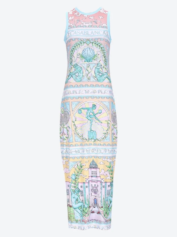 Hot Deal Vase printed midi tank dress