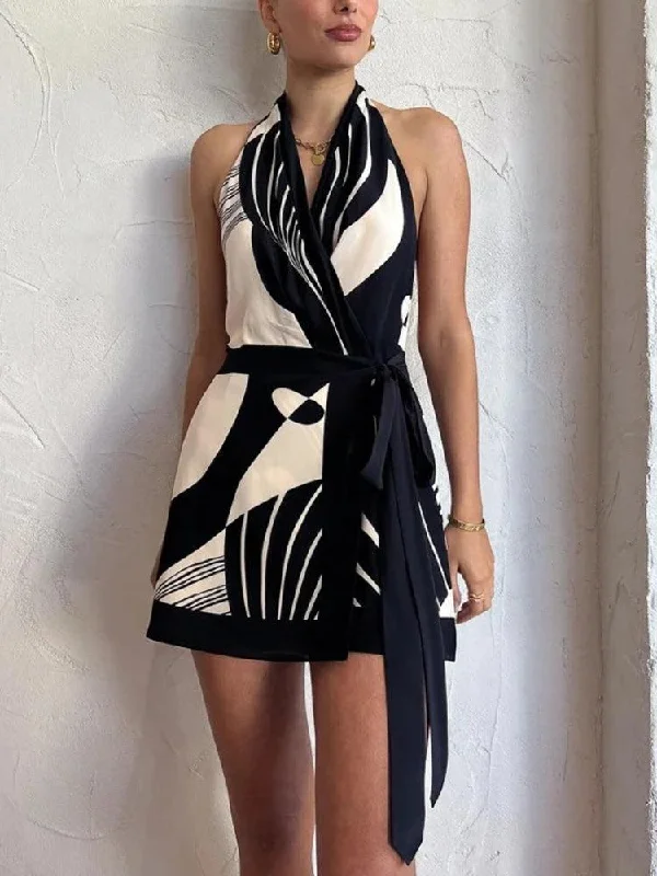 Value Deals Backless Wrap Front Mini Dress