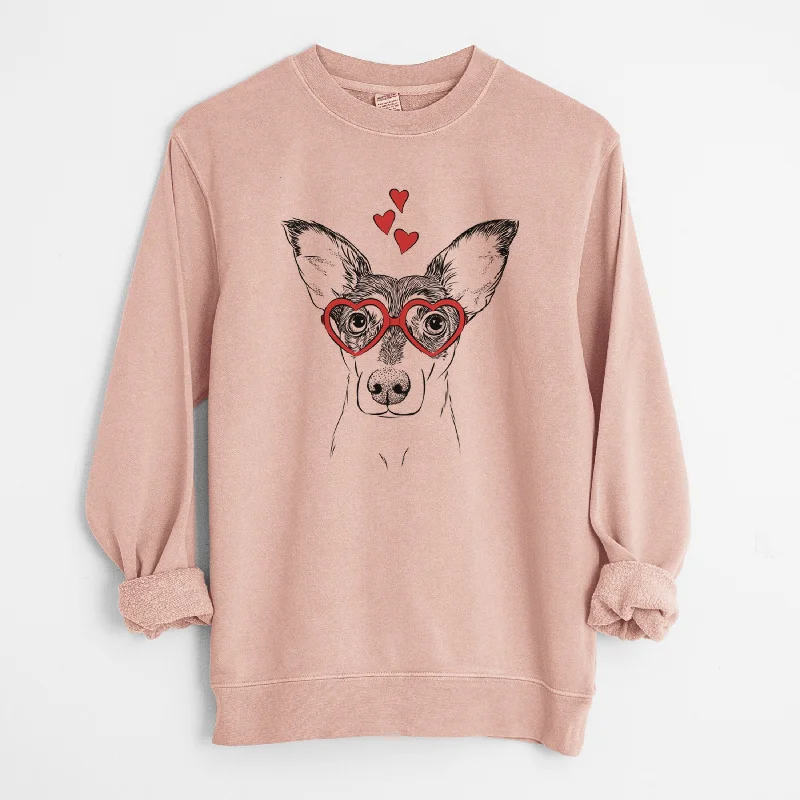 Huge Discounts Valentine Chloe the Doxie Mix - Unisex Pigment Dyed Crew Sweatshirt