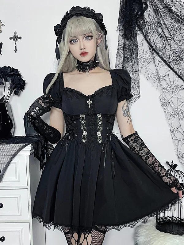 Big Savings A-Line Pleated Hem Swing Harajuku Summer Lolita Lace Trim Y2K Retro Streetwear Dress Big Savings A-Line Pleated Hem Swing Harajuku Summer Lolita Lace Trim Y2K Retro Streetwear Dress