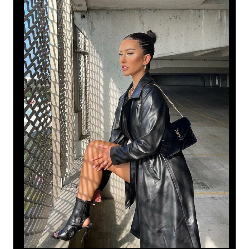 Buy More, Save More Maxi Pu Leather Tranche Coat