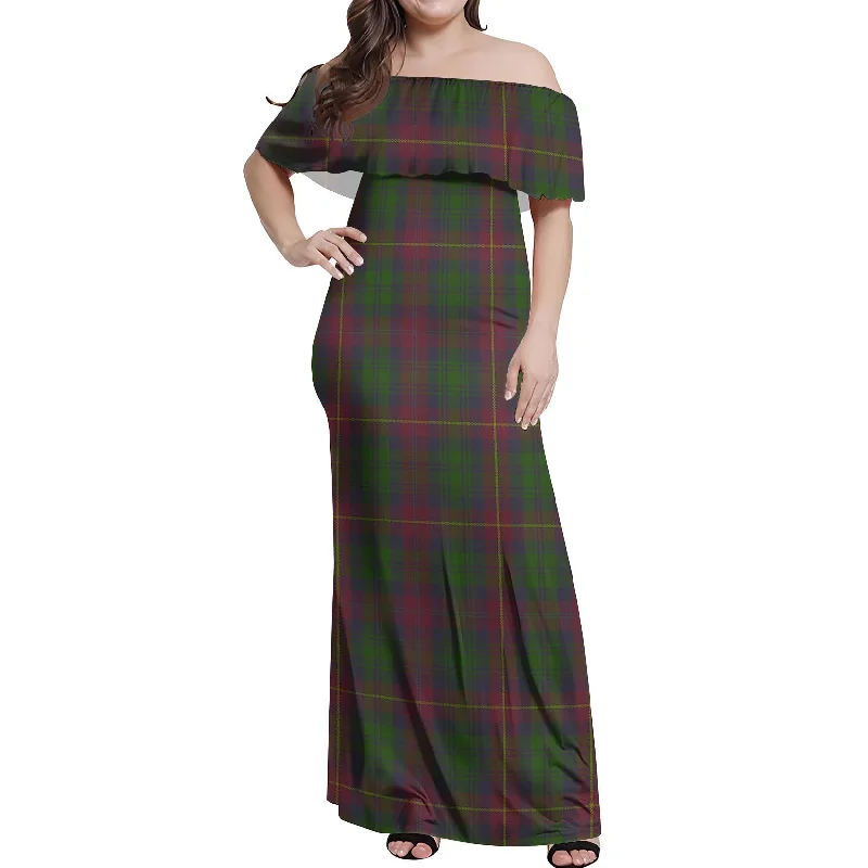 Take Advantage Cairns Tartan Off Shoulder Long Dress