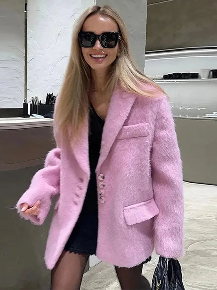 Special Savings Znbbw Mohair Woolen Plush Women Suit Coats Casual Loose Long Sleeve Button Office Blazer Female 2024 Winter Elegant Pocket Coats Special Savings Znbbw Mohair Woolen Plush Women Suit Coats Casual Loose Long Sleeve Button Office Blazer Female 2024 Winter Elegant Pocket Coats