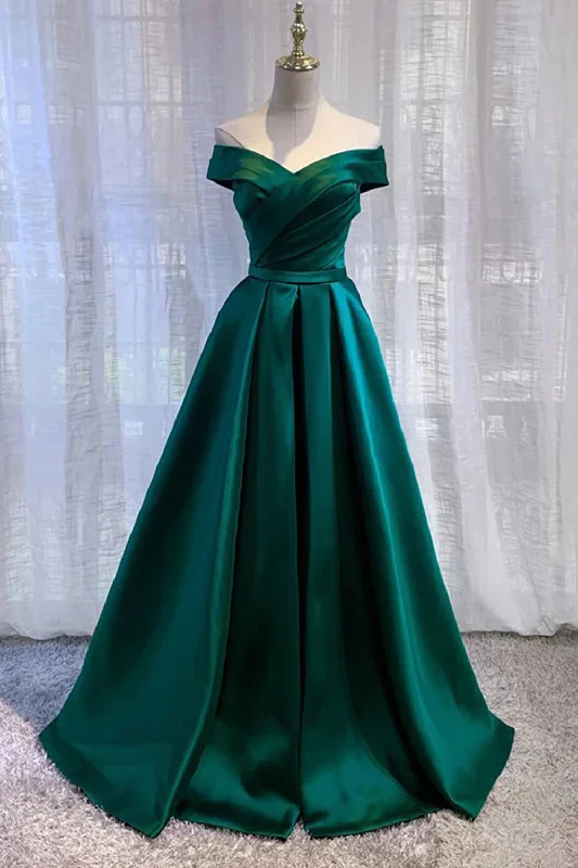 Bonus Savings Dark Green Long Prom Dress Elegant A Line Off the Shoulder Party Evening Dress Bonus Savings Dark Green Long Prom Dress Elegant A Line Off the Shoulder Party Evening Dress