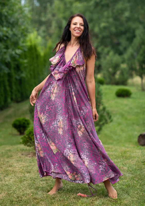 Online Only Bianca Purple Puma Roses Dress