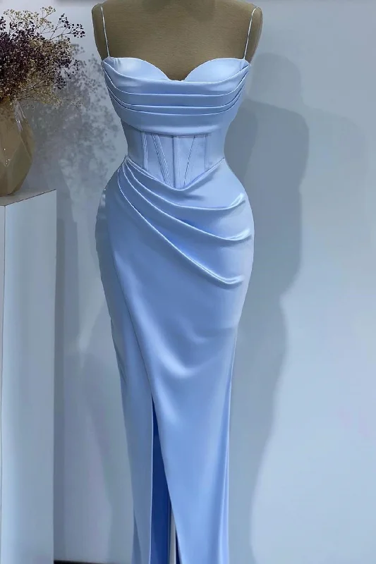 Limited Edition Baby Blue Mermaid Sweetheart Prom Dress With Spaghetti Straps