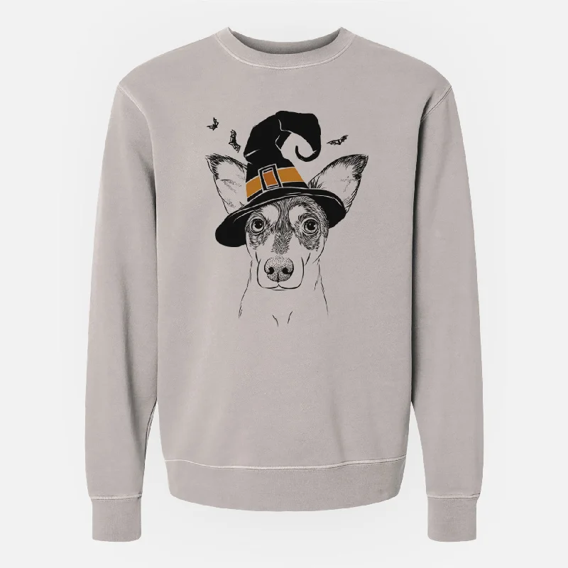 Price Cut Witch Chloe the Doxie Mix - Unisex Pigment Dyed Crew Sweatshirt