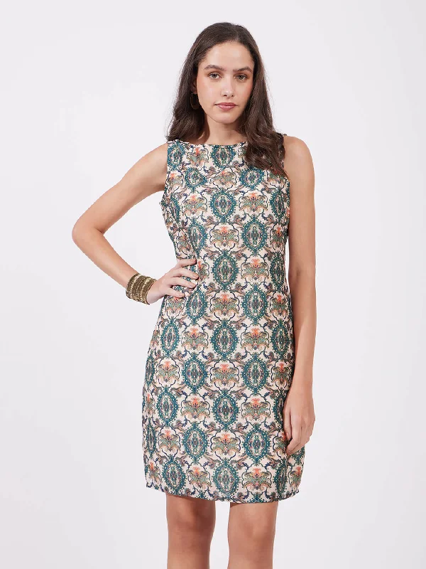 Price Reduction Chanderi Shift Dress - Multicolour