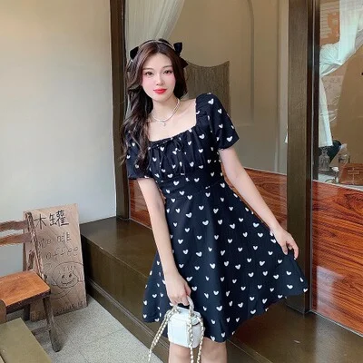 Deal of the Day Plus Size Square Neck Hearts Dress