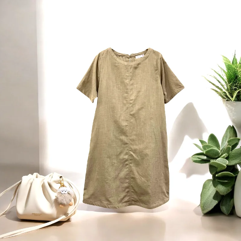 Final Markdown Patch Casual Dress Short Sleeve Round Neck With Pocket