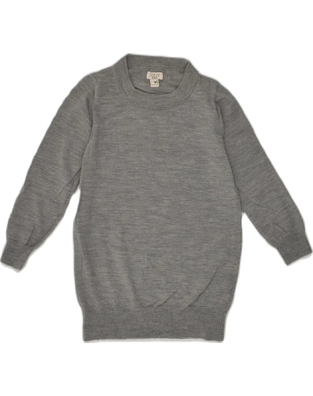 Sale Event J. CREW Womens Crew Neck Jumper Sweater UK 10 Small Grey Merino Wool
