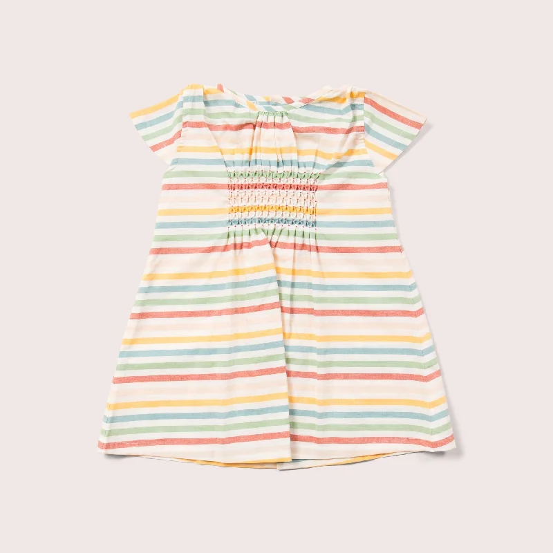 Reduced Prices Rainbow Striped Smocked Dress