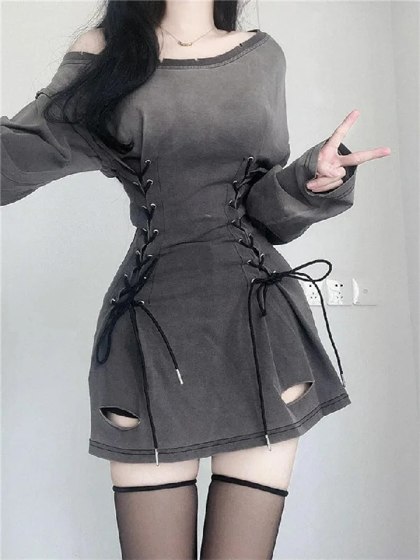 Special Discount Acubi Smoke Lace Up Mini Dress