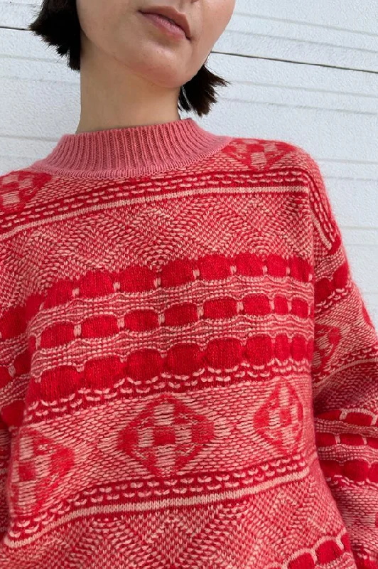 Reduced Prices Graphic Knit Sweater in Geranium (Sold Out)