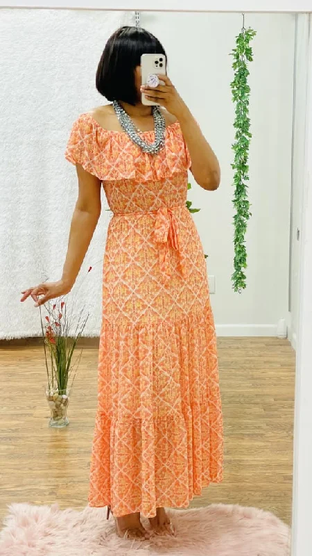 Limited Availability Hanna  off shoulder overlay maxi dress