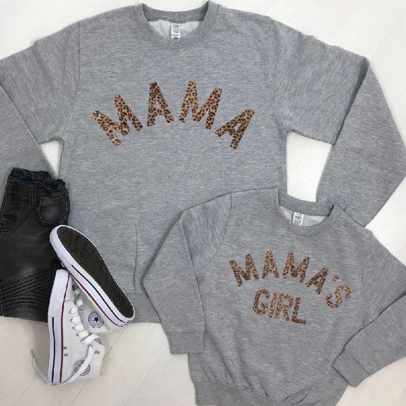Mega Deal Mama & Mama's Girl Leopard Sweatshirts Heather Grey (MRK X)