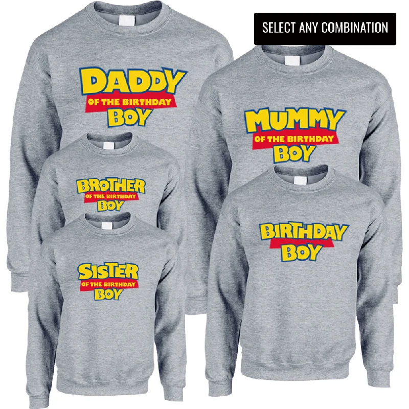 Special Price Toy Inspired Daddy/Mummy & Siblings Birthday Boy Matching Grey Sweatshirts
