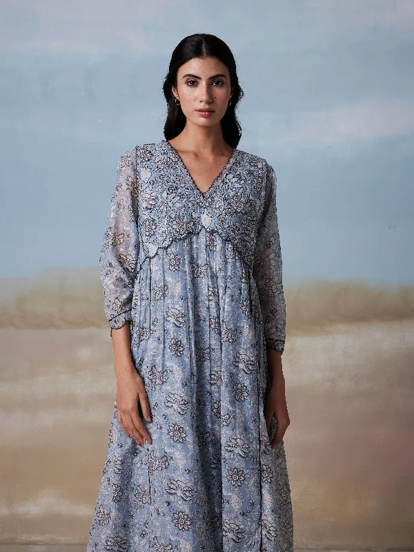 Season Finale Sale Indigo Pigments Scallop Dress