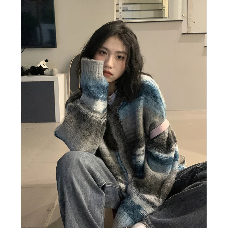 Friends and Family Sale Znbbw Striped Knitted Cardigan Women Streetwear Gradient Sweater Coat Harajuku Plus Size Knitwear Korean Patchwork Jumper Tops Friends and Family Sale Znbbw Striped Knitted Cardigan Women Streetwear Gradient Sweater Coat Harajuku Plus Size Knitwear Korean Patchwork Jumper Tops