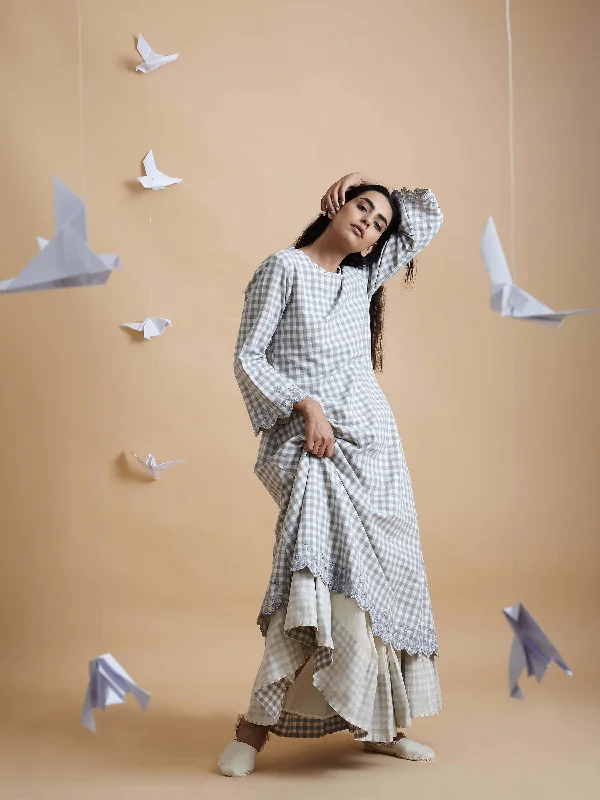 Great Deals Gingham Scallop Maxi Dress