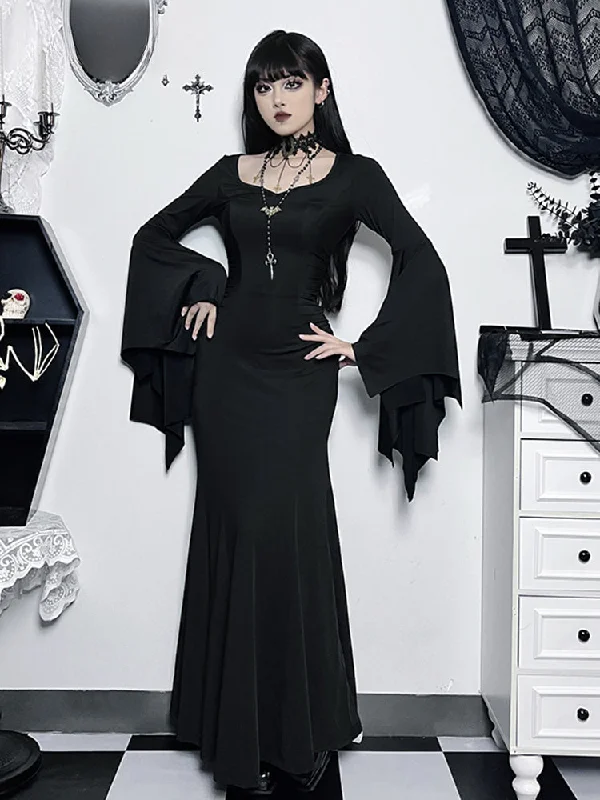 Must-Have Deals Halloween Sheath Witch Vintage Batwing Sleeve V Neck Long Formal Evening Dress Must-Have Deals Halloween Sheath Witch Vintage Batwing Sleeve V Neck Long Formal Evening Dress
