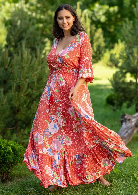 Grand Opening Sale Adelle Dot Orange Plus Dress