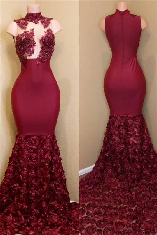 Instant Discount Burgundy mermaid prom dress, long evening gowns