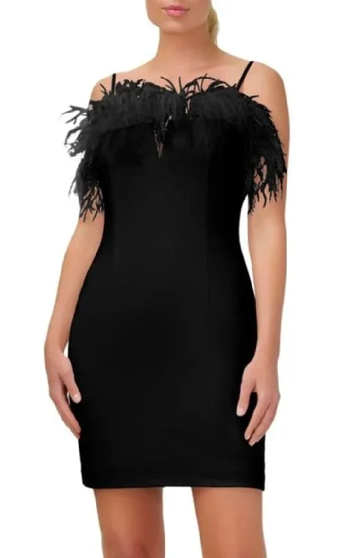 Today’s Special Aidan Mattox - Black Feather Trim Sheath Dress