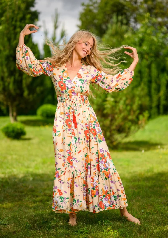 Overstock Simona Orange Flowers Garden Dress