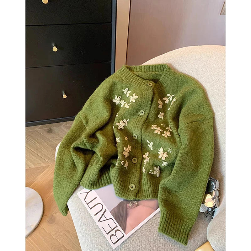 Price Fest Znbbw Floral Cropped Knitted Cardigan Women Embroidery Sweater Coat Korean Elegant Single Breasted Knitwear Casual Jumpers New Price Fest Znbbw Floral Cropped Knitted Cardigan Women Embroidery Sweater Coat Korean Elegant Single Breasted Knitwear Casual Jumpers New