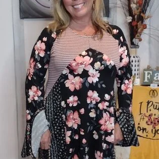 Mega Deal Ginger Floral Two Tone Jacquard Color Block Dress. Also in Plus size.