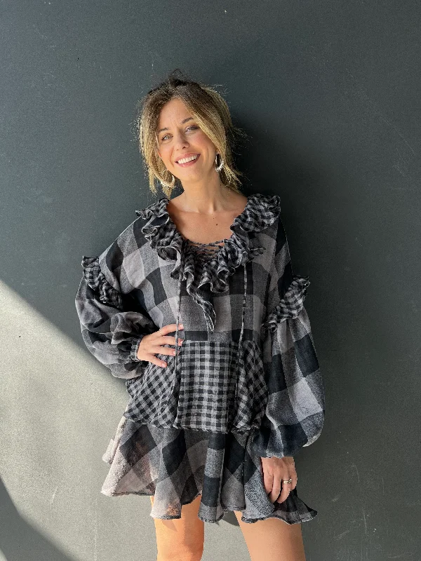 Closeout Sale Grey Square Midi Dress