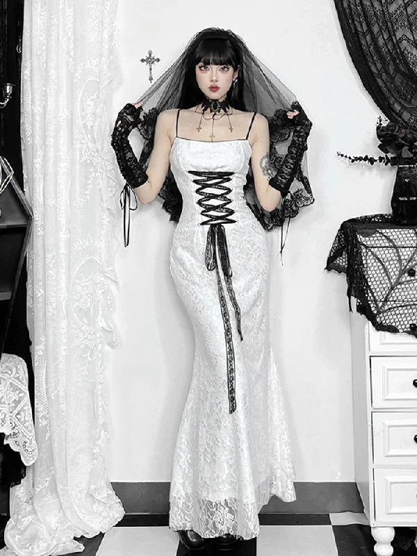 Discount Deals Lace Stitching Sling Retro Backless Lace Up Front Sexy Grunge Girl Bodycon Slim Dress Discount Deals Lace Stitching Sling Retro Backless Lace Up Front Sexy Grunge Girl Bodycon Slim Dress