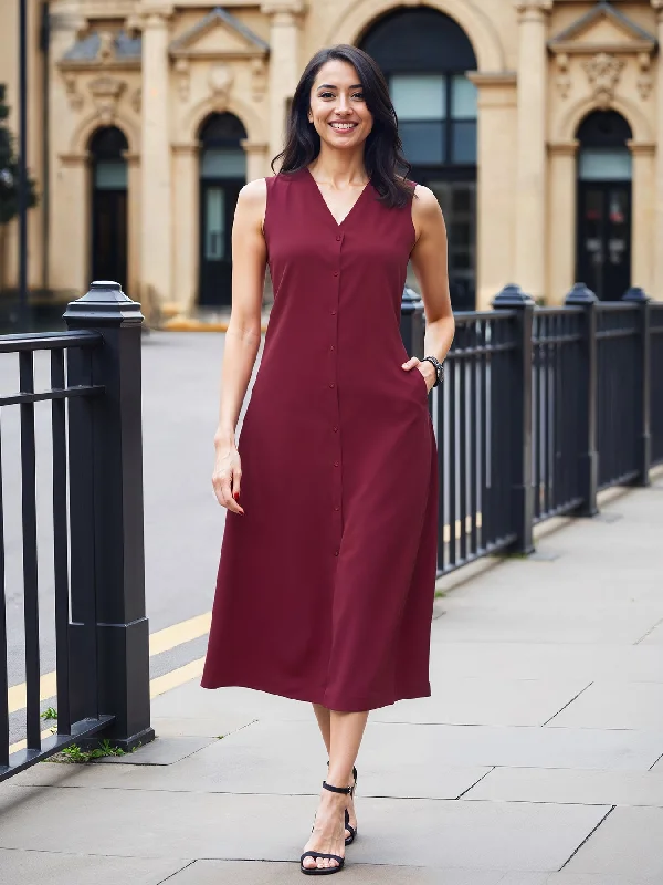 Massive Deals A-line Midi Dress - Maroon