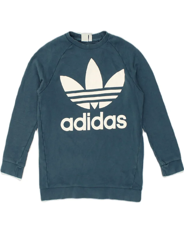 Inventory Reduction ADIDAS Womens Oversized Graphic Sweatshirt Jumper UK 10 Small Blue Cotton Inventory Reduction ADIDAS Womens Oversized Graphic Sweatshirt Jumper UK 10 Small Blue Cotton