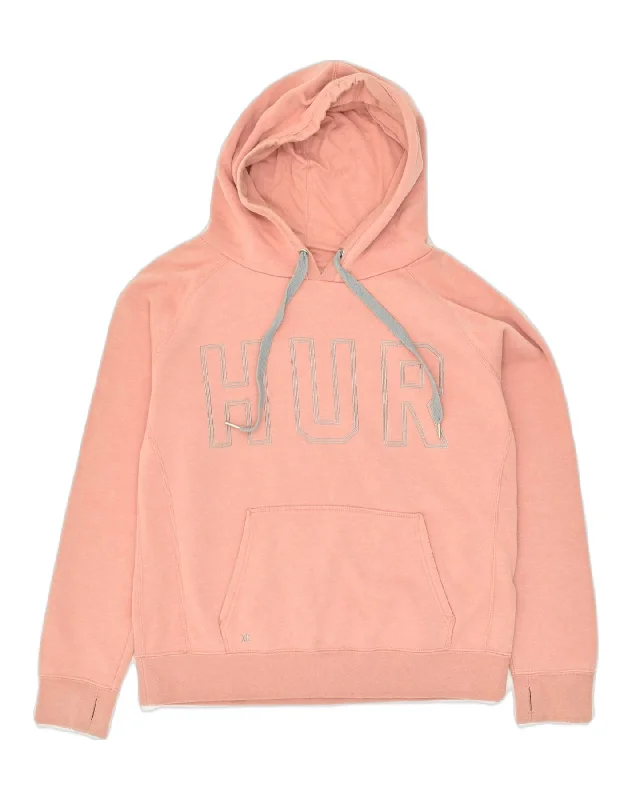 Closeout Sale HURLEY Womens Graphic Hoodie Jumper UK 18 XL Orange Cotton