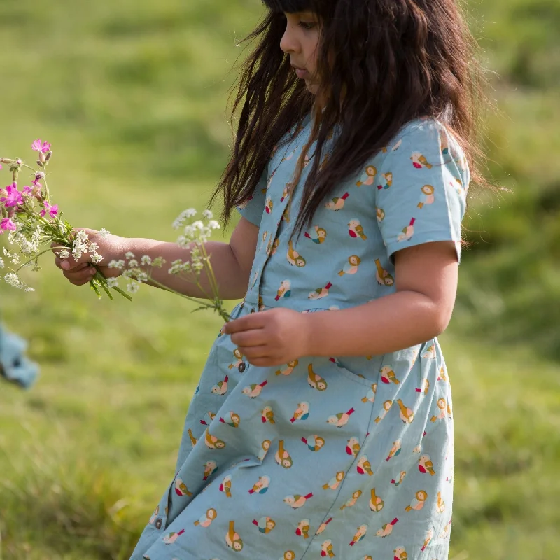 Limited Stock Rainbow Birds Button Through Short Sleeve Dress