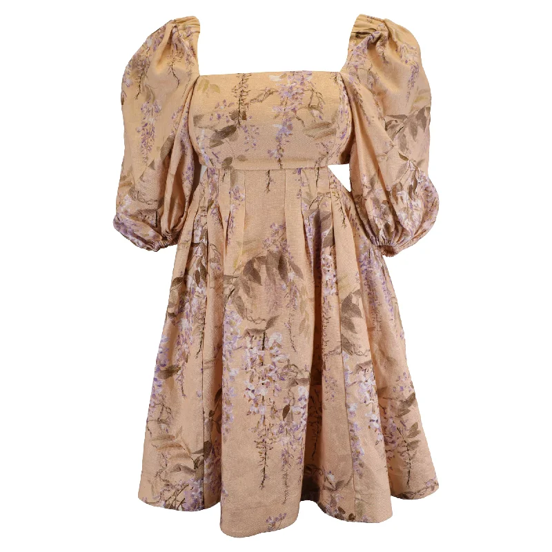 Can't Be Beat Zimmermann Rosa Cut-Out Mini Dress in Pink Linen