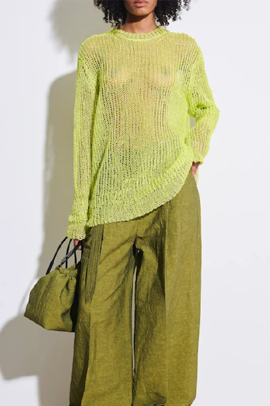Final Markdown Kuma Open Knit Sweater in Neon Yellow