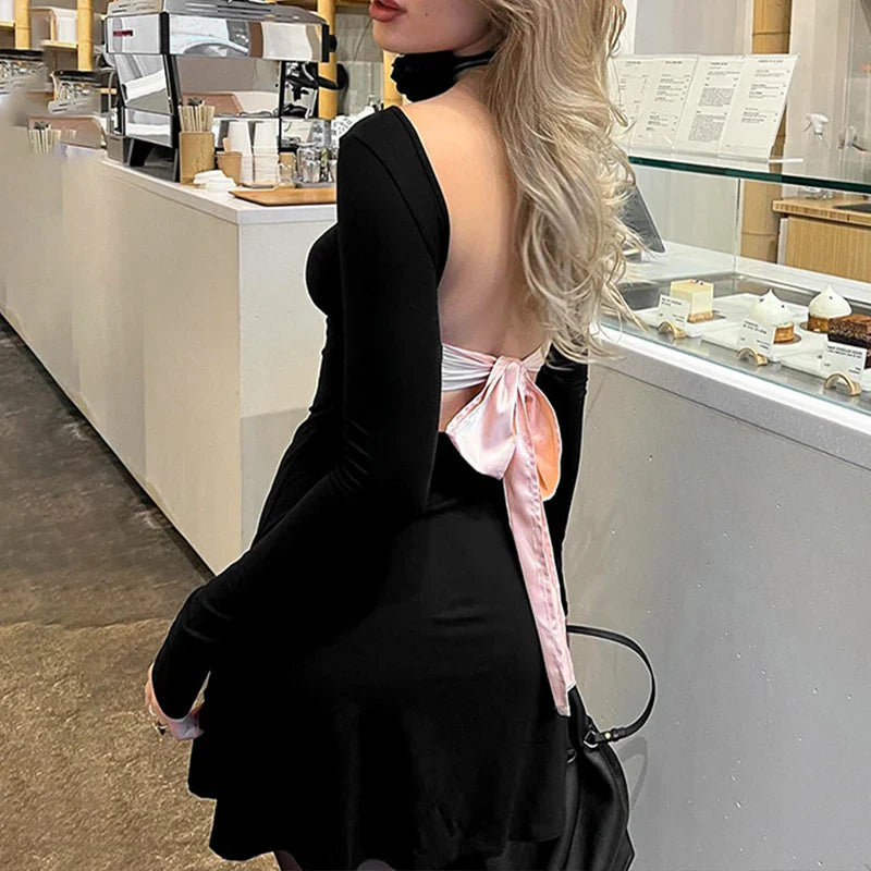 New Deals Sexy Backless Lace up Summer Women's 2024 NEW Solid A-line Hip Wrap Mini Dress New Deals Sexy Backless Lace up Summer Women's 2024 NEW Solid A-line Hip Wrap Mini Dress