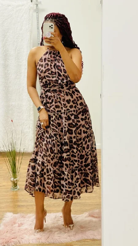 Early Access Printed leopard halter top maxi dress