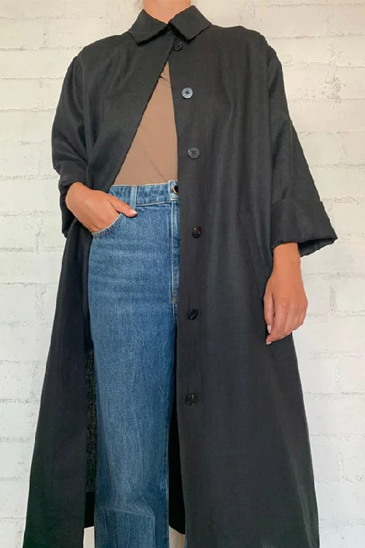 Online Exclusive Black Slit Back Duster (Sold Out)