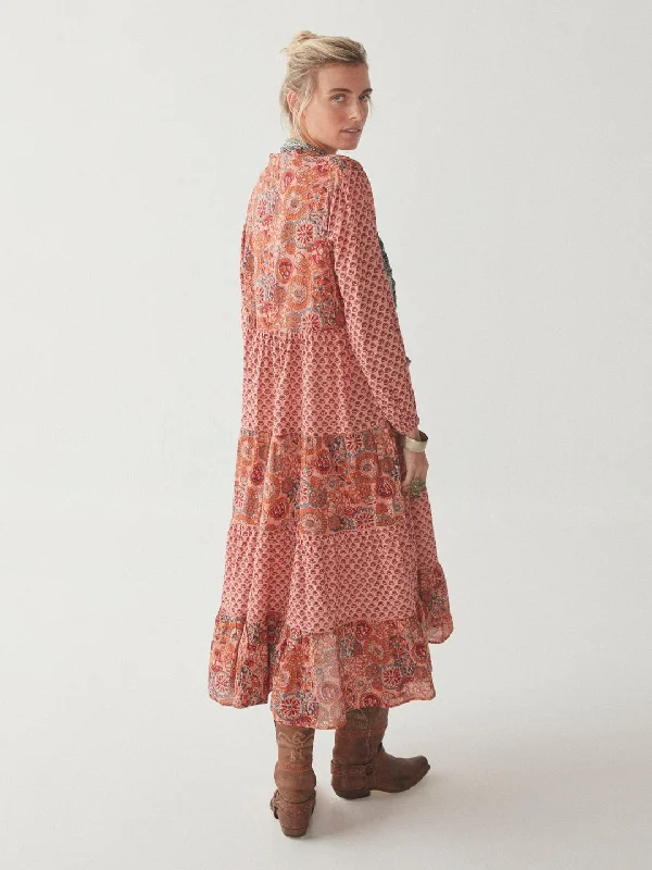 Friends and Family Sale Maison Hotel Rust Flamingo Hand Printed Lala Dress - ByAdushka