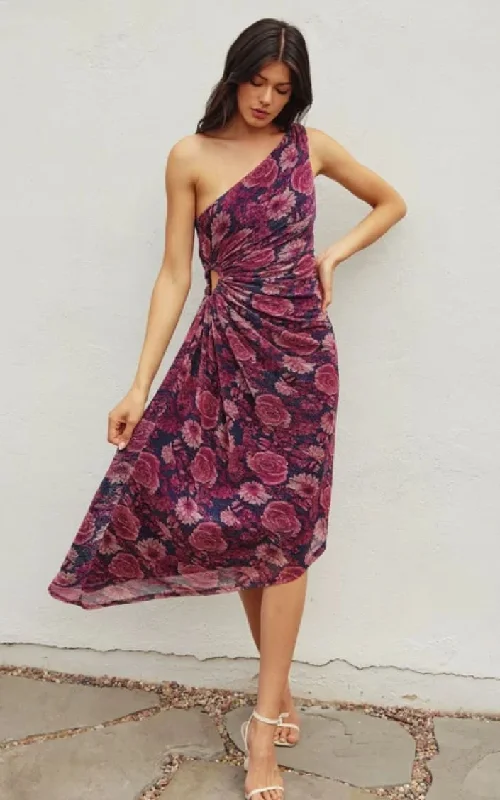 Price Reduction Dress Forum- Violet One Shoulder Asymmetrical Midi Dress
